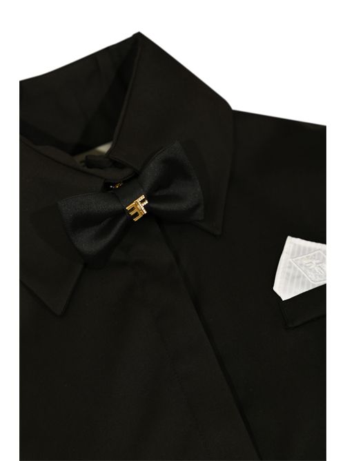 Camicia cropped in raso con papillon Elisabetta Franchi | CA10556E2110